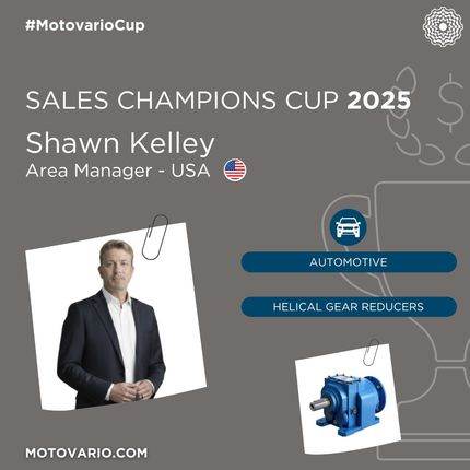 The Sales Cup of the month is awarded to Shawn Kelley, Midwest Regional Sales Manager (MVUS), for a major commercial success in the automotive sector, in an application area characterised by extremely challenging conditions